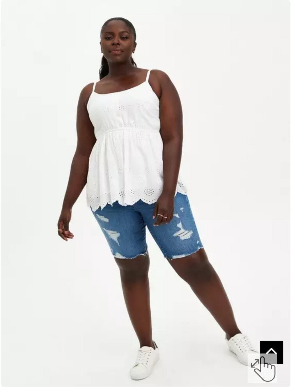 White Eyelet Peplum Cami Top